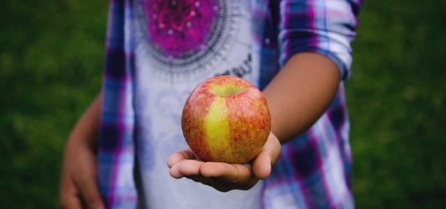 Teenager holding apple